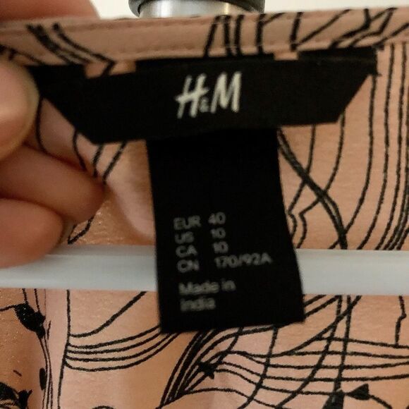 H&m Dusty Rose‎ Lace Front Midi Dress Sz 10 - Picture 6 of 7